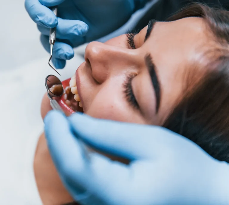 Patient undergoing dental restoration