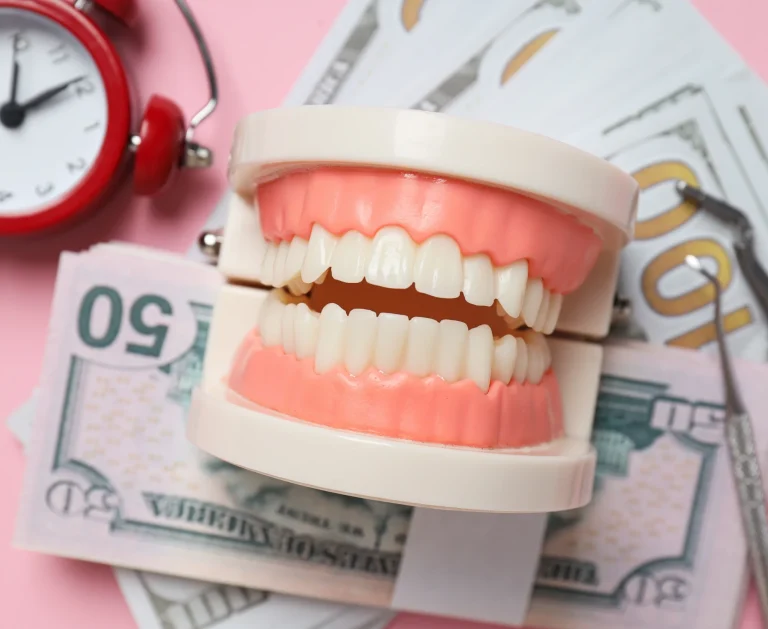 Dentures with cash and clock