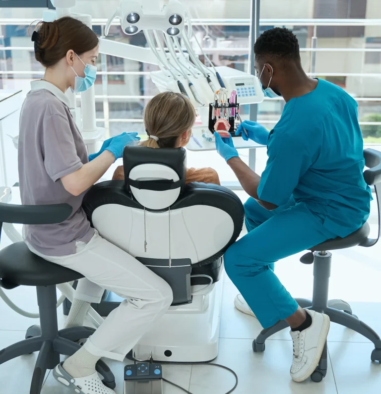 Dental model consultation with patient