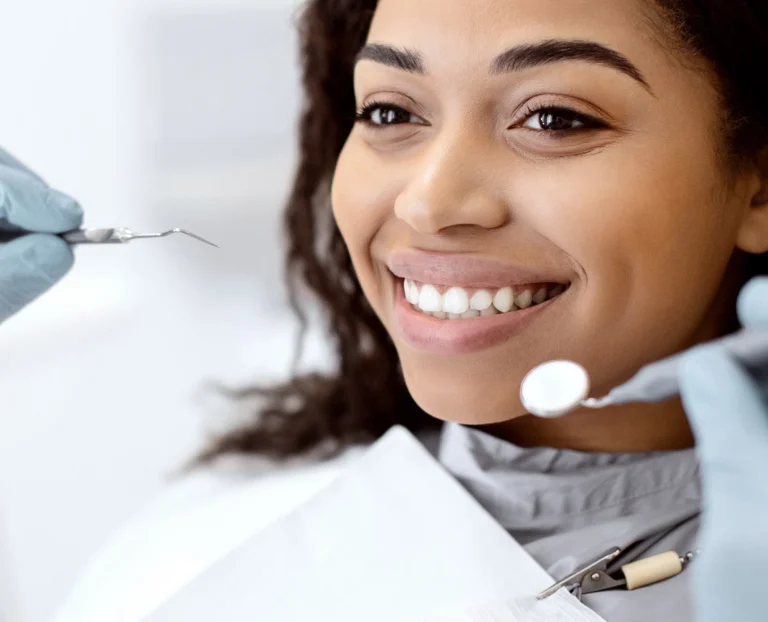 Woman at routine dental visit